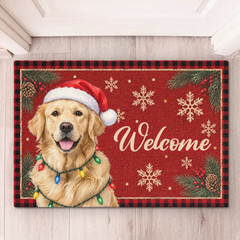 Custom Photo Home Decor Decorative Mat - Personalized  Christmas Birthday Gifts For Dog Cat Lovers, Dog Dad And Mom, Cat Owners - Festive Paws Have Arrived