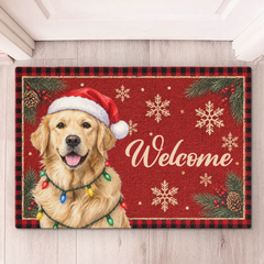 Custom Photo Home Decor Decorative Mat - Personalized  Christmas Birthday Gifts For Dog Cat Lovers, Dog Dad And Mom, Cat Owners - Festive Paws Have Arrived