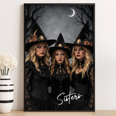 Custom Photo Gothic Witch Vertical Poster - Personalized Best Friend Halloween Birthday Gifts For Witch, Women, Besties, Sisters, BFF - Spooky Together, Better Forever
