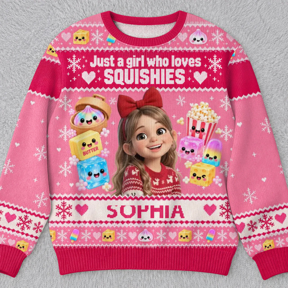 Custom Photo Squishy Ugly Sweatshirt - Personalized Christmas Birthday Gifts For Kids - Made Of Sugar And Sparkles