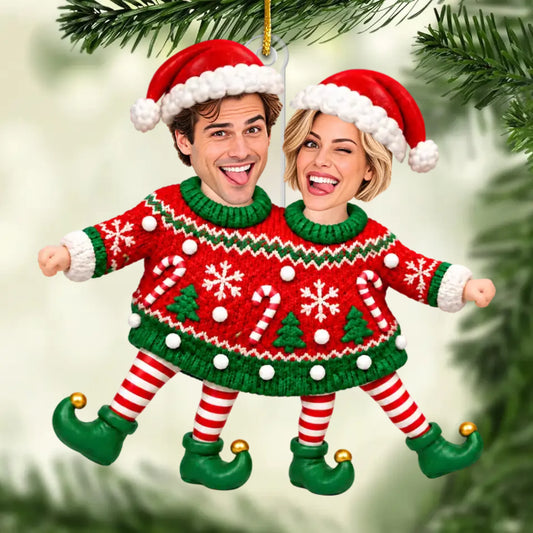 Custom Photo Funny Acrylic Ornament - Personalized Anniversary Christmas Wedding Gifts For Husband And Wife, Him And Her - Love Hanging With You