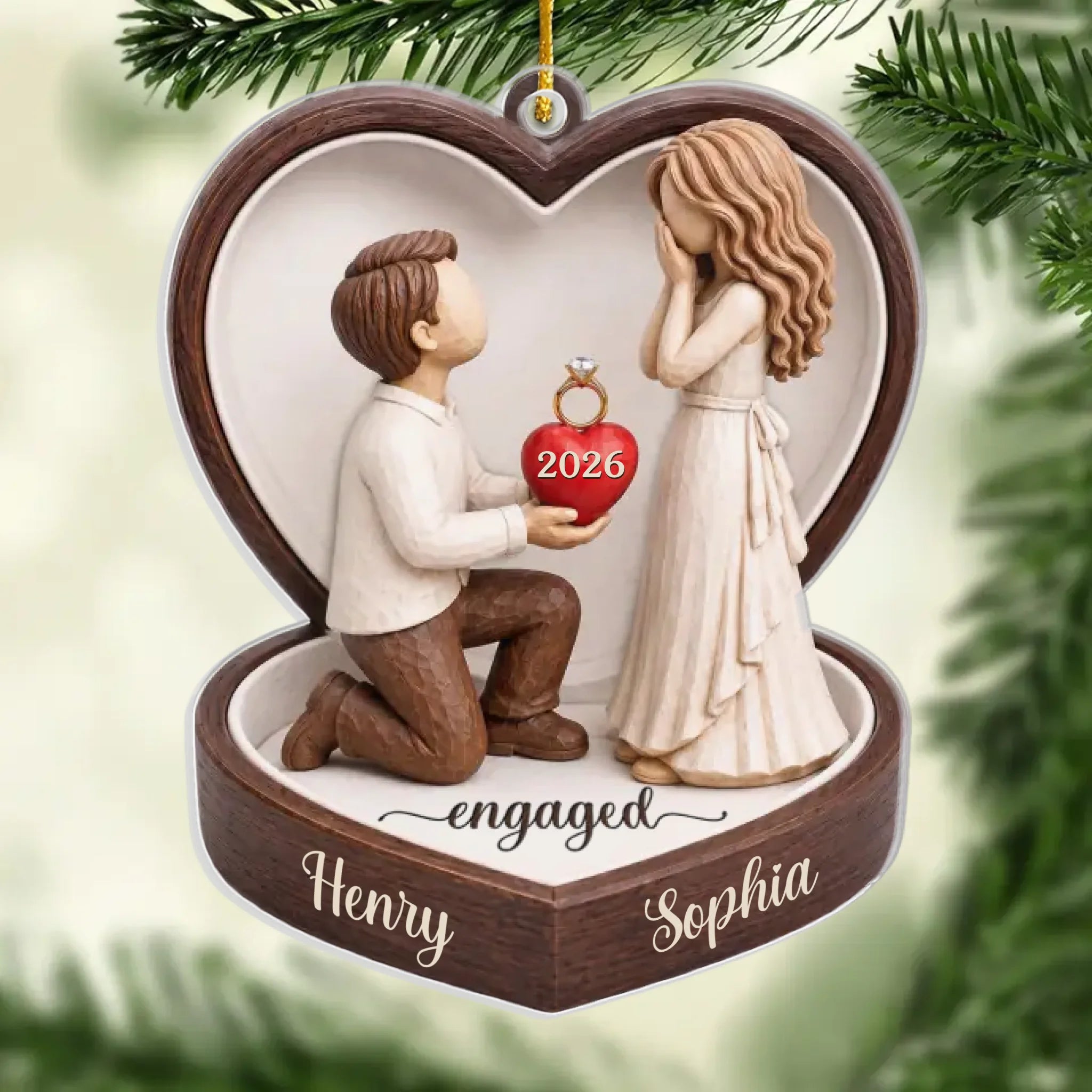 Custom First Christmas Acrylic Ornament - Personalized Anniversary Christmas Wedding Gifts For Husband And Wife, Him And Her - From Yes To Forever After