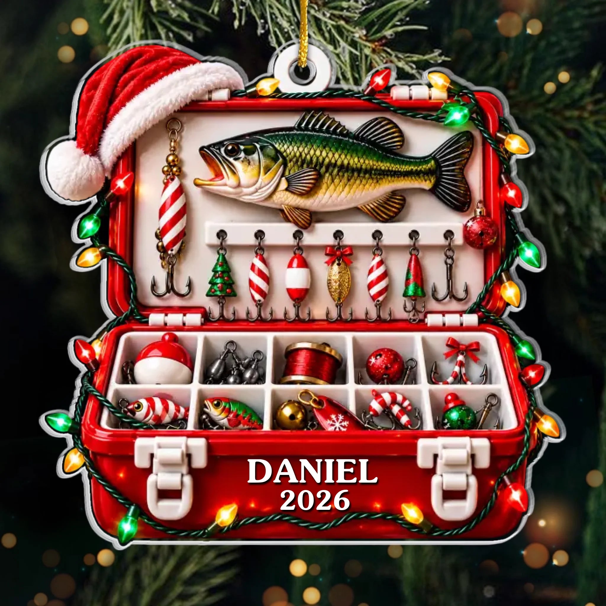 Custom Christmas Fishing Tackle Box Gifts - Personalized Acrylic Ornament