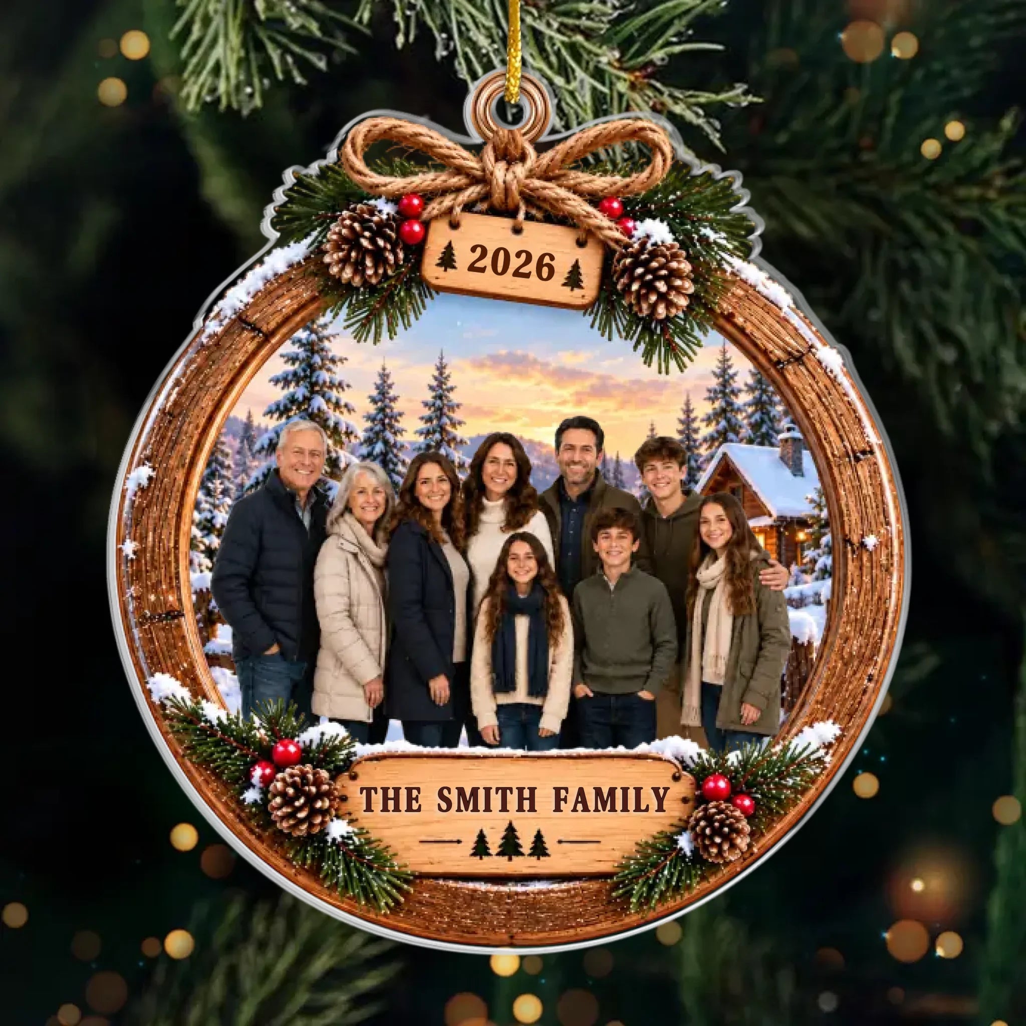 Custom Photo Acrylic Ornament - Personalized Christmas Birthday Gifts For Mom, Dad, Brother, Sister - Blessed To Be Together Always