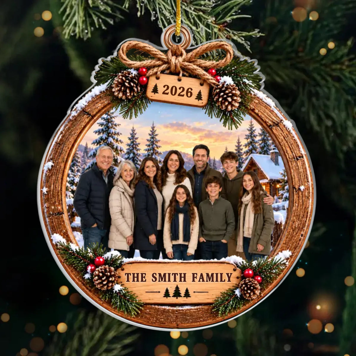 Custom Photo Acrylic Ornament - Personalized Christmas Birthday Gifts For Mom, Dad, Brother, Sister - Blessed To Be Together Always