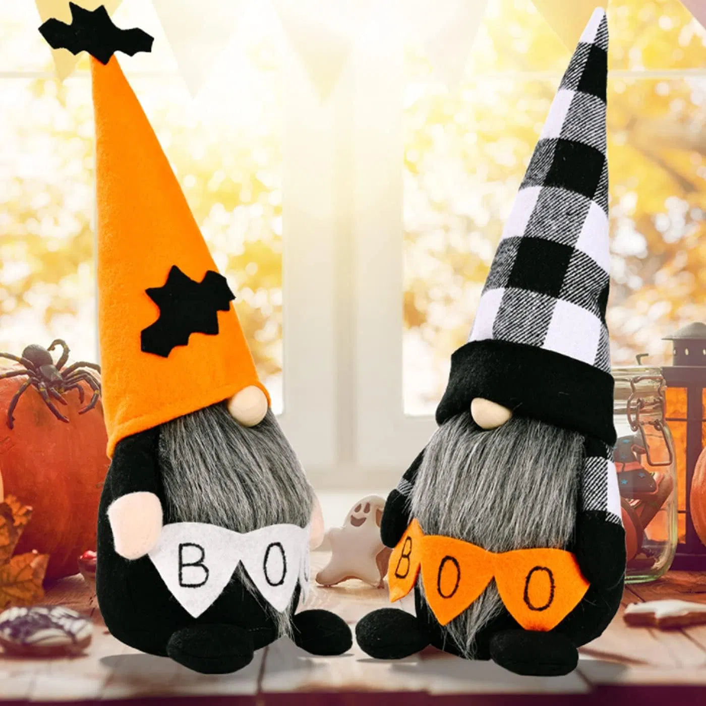 2 pack plush halloween tomte gnomes in two different styles - product photo 6 of 7