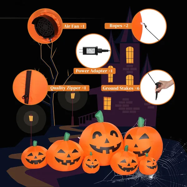 7 ft inflatable pumpkin garland with LED string lights - product photo 5 of 6
