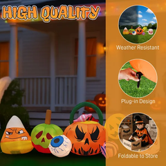 halloween inflatable with pumpkins ghosts eyeballs and candy - product photo 2 of 5