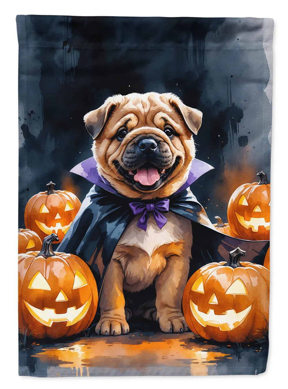 shar pei puppy halloween house flag 28 x 40 Inch