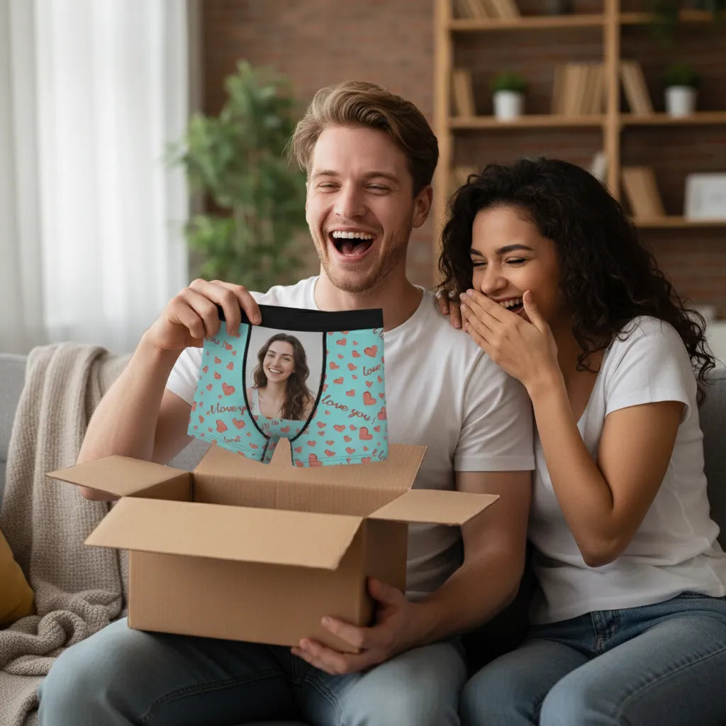 Custom Photo Boxers for Men - Put Her Face on His Underwear - Funny Anniversary, Birthday or Valentine's Day Gift for Him