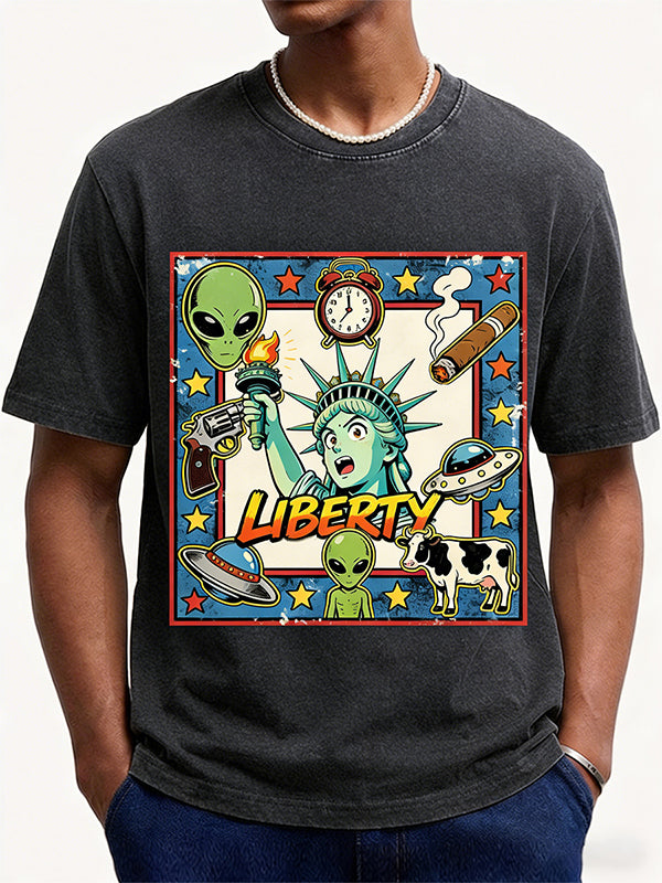 Statue of Liberty Is the Main Character Print Short Sleeve