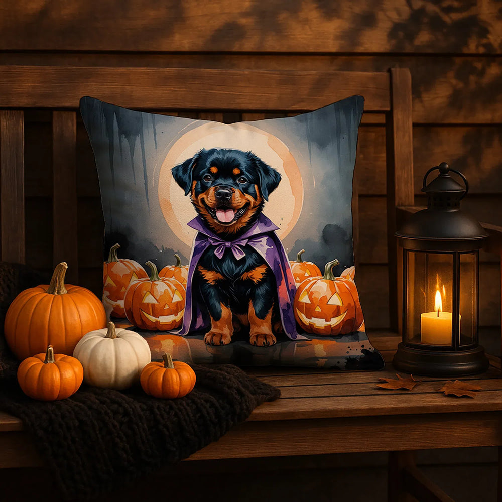 rottweiler puppy halloween throw pillow with insert - product photo 5 of 8