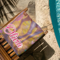 Personalized Unicorn Princess Beach Towel with Child Face & Name, Fantasy Girl Pool Towel Gift.
