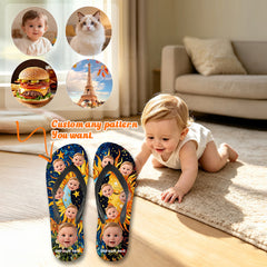 Customized paisley pattern thongs with personalized photos - summer beach sandals