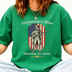 Custom Descendant of a Patriot Shirt, Vintage American Flag Graphic on Comfort Colors Tee, Revolutionary War Heritage TShirt, 250th Birthday