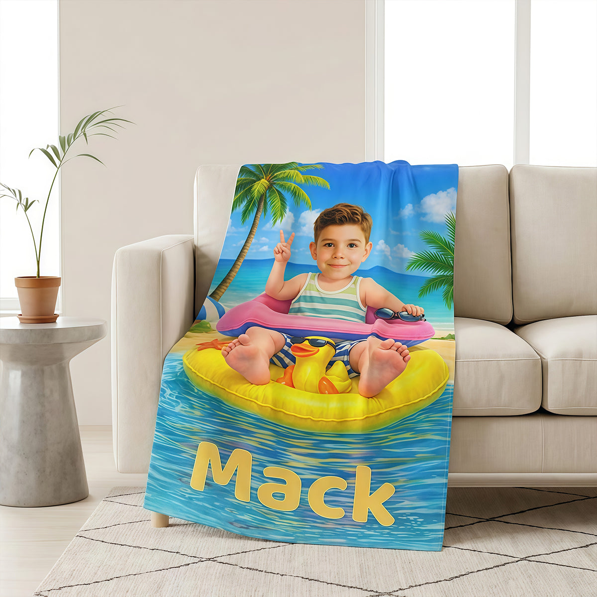 Personalized Boy Beach Towel with Face & Name, Funny Pool Float Vacation Gift, Birthday Gift .