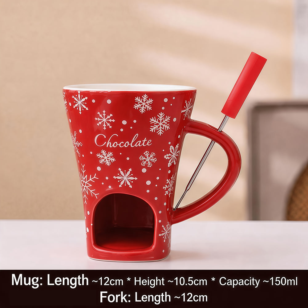 Christmas chocolate melting oven ceramic hot pot cup Microwave oven heated cheese Halloween cup