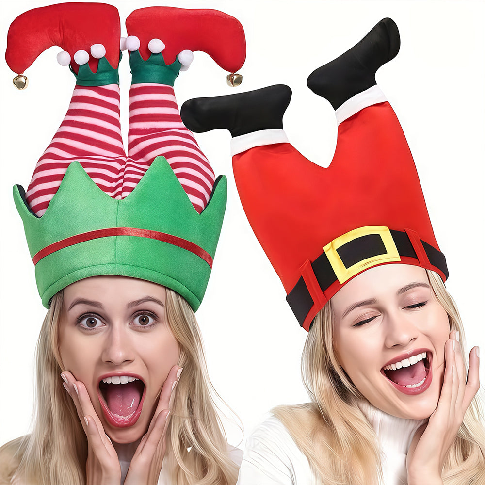 The Swaying Hat, Christmas Santa & Elf Clown Pants Hat, Funny Electric Wiggle Plush Hat, Xmas Party Novelty Costume Headwear, Holiday Photo Booth Prank Prop