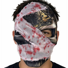Halloween funny mask for men with blood-stained fabric patches for a half-face party cosplay for horror pranks