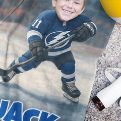 Personalized Hockey Team Beach Towel: Custom Face, Number & Name Pool Towel, Game Day Gift.