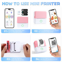 Mini Portable Bluetooth Thermal Printer | Inkless Pocket Sticker & Photo Printer for Notes, Lists & DIY Art