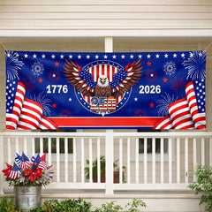 Custom Horizontal Banner - Personalized America 250th Anniversary Gifts For Mom, Dad, Brother, Sister, Kids - Family Together Always