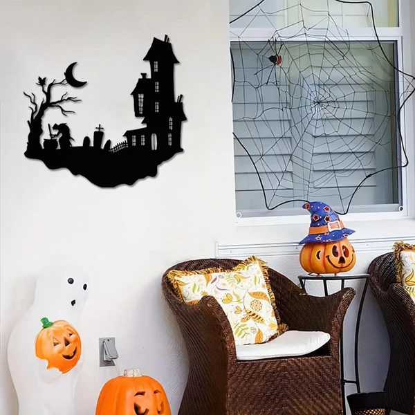 gothic iron haunted house wall art - product photo 2 of 5