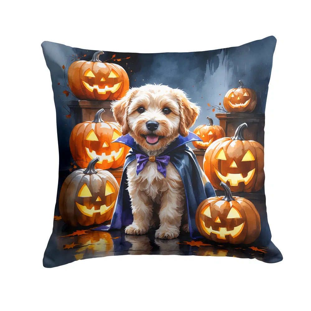 labradoodle puppy halloween throw pillow with insert - product photo 8 of 8