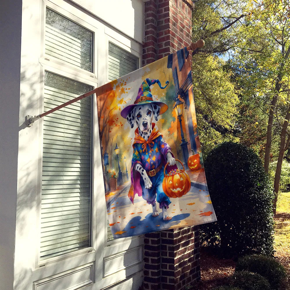 dalmatian trick or treat halloween house flag - product photo 2 of 8