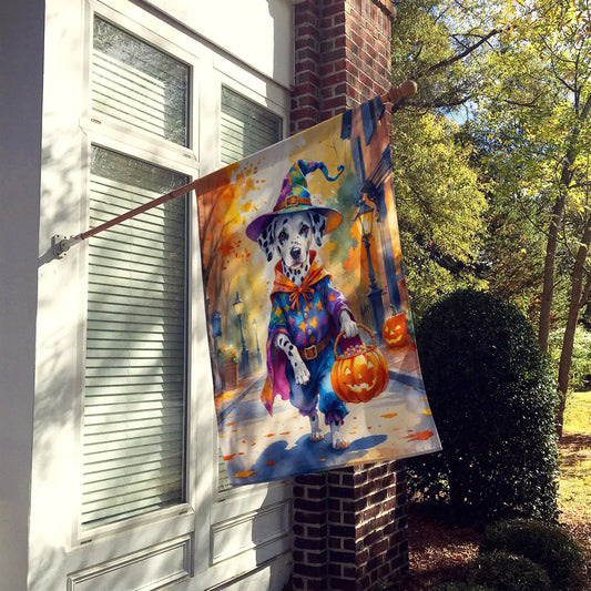 dalmatian trick or treat halloween house flag - product photo 2 of 8
