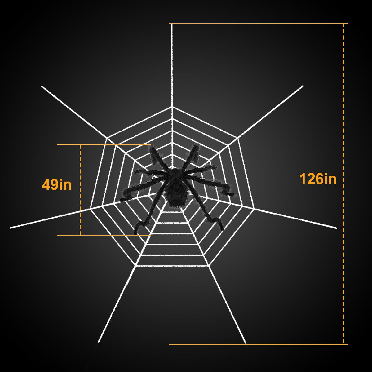 49 inch bendable black spider with a 126 inch stretch web - product photo 4 of 10