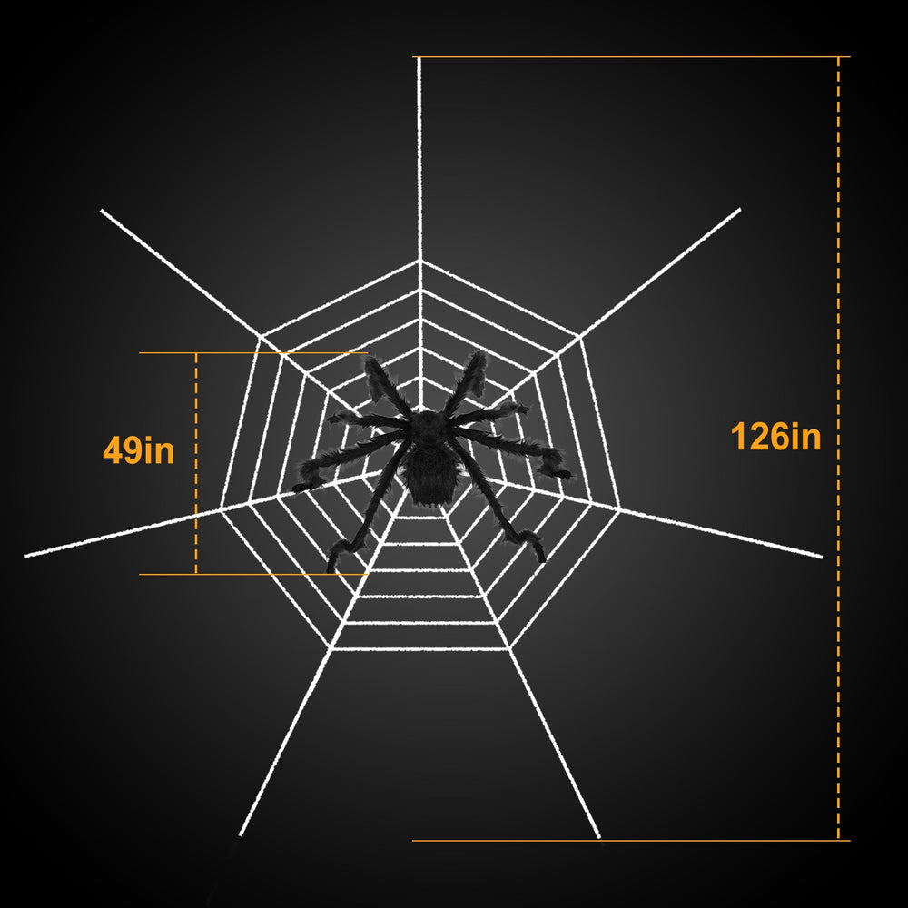 49 inch bendable black spider with a 126 inch stretch web - product photo 4 of 10