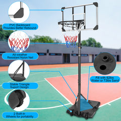 1Set Portable Kids Basketball Hoop With Wheels, Height Adjustable 5.6 To 7ft Basketball Goal System Indoor Outdoor For Kids Teens Adults For Christmas Gift