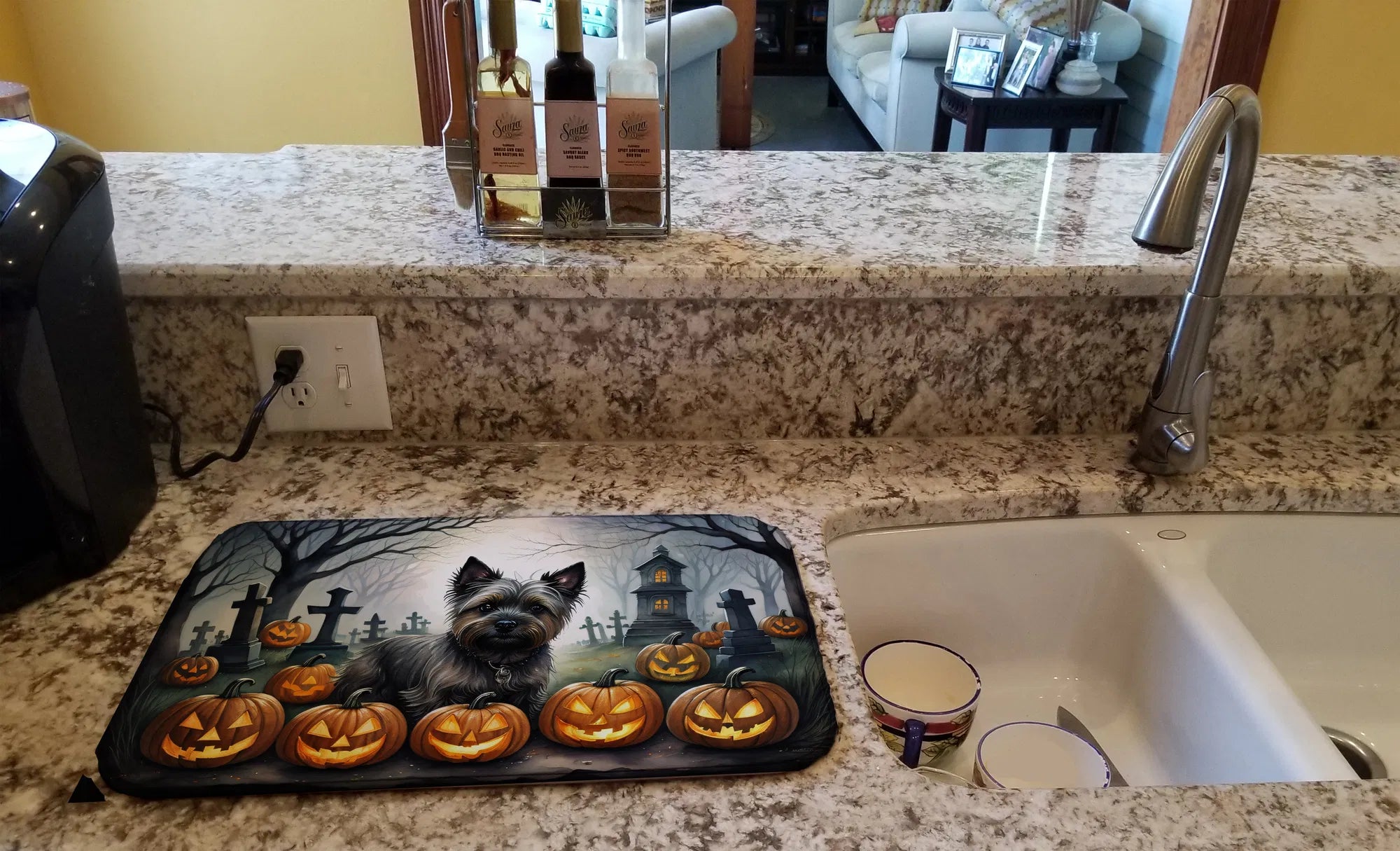 cairn terrier halloween dish drying mat - product photo 2 of 8