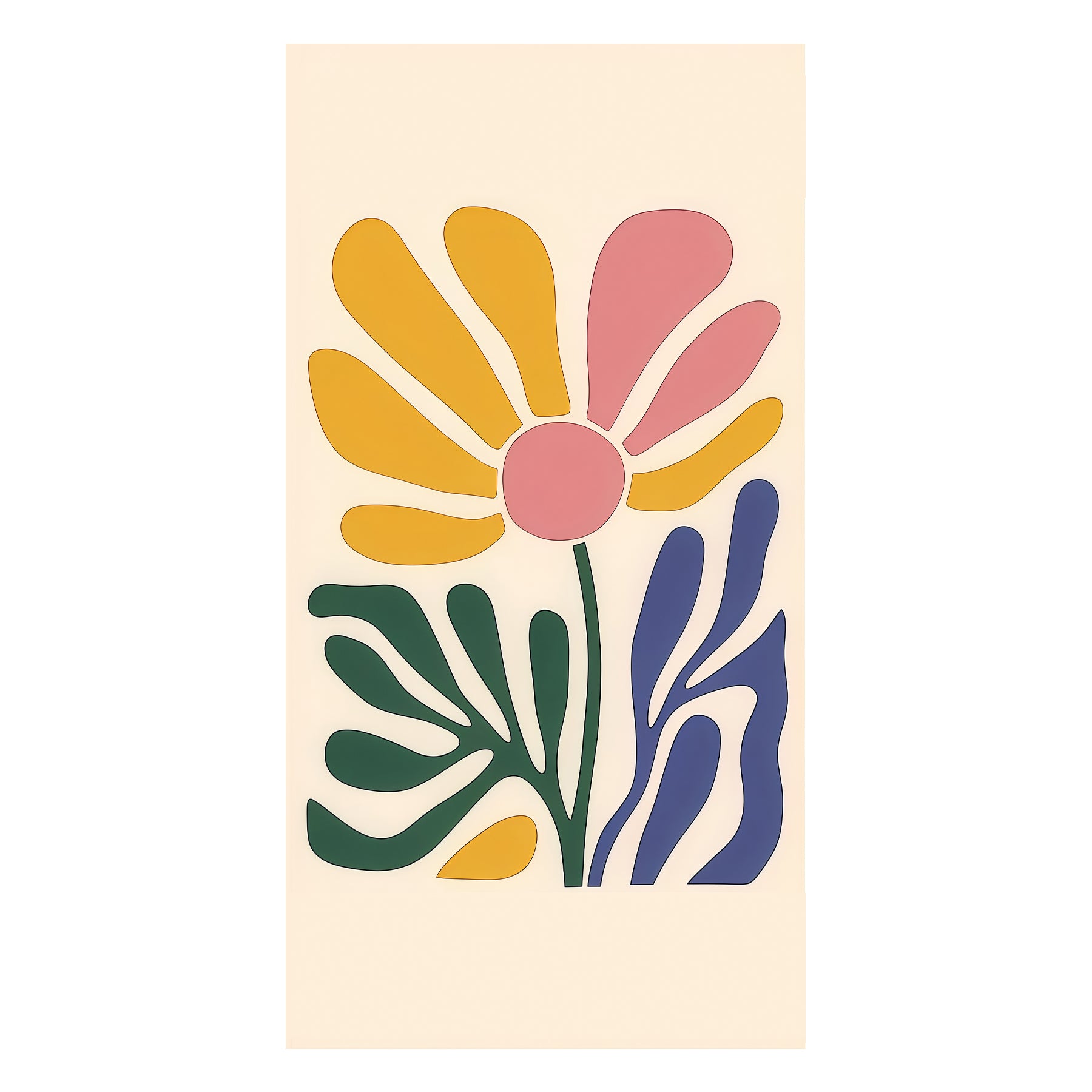 Abstract Boho Floral Matisse-Inspired Beach Towel