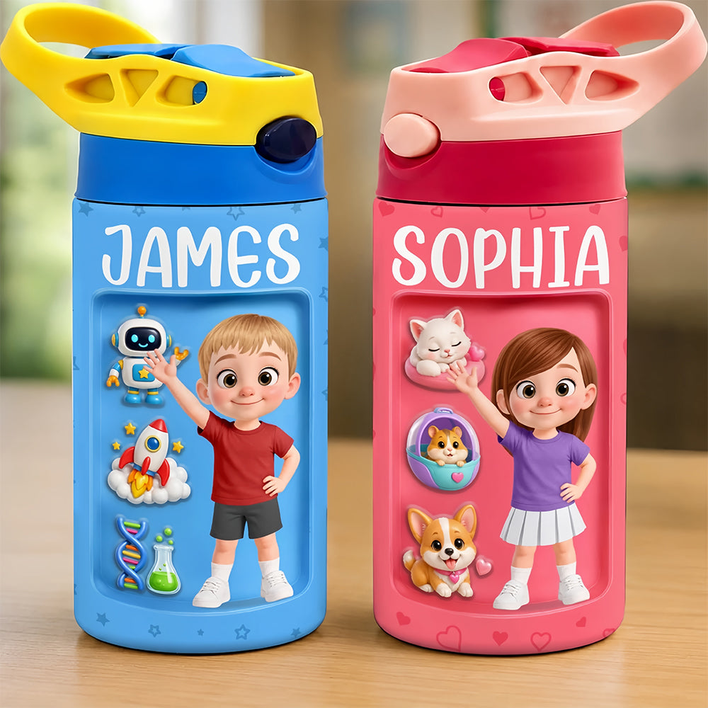 Custom Kids Insulated Water Bottle - Personalized Back To School Gifts For Kids - My Little Adventure Buddy