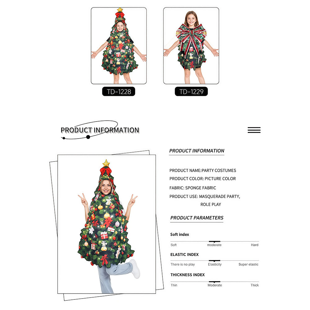 Christmas Tree Photo Booth Prop, Christmas Tree Cutout Stand-In Photo Prop with Face Hole, Xmas Party Selfie Decoration for Holiday Party