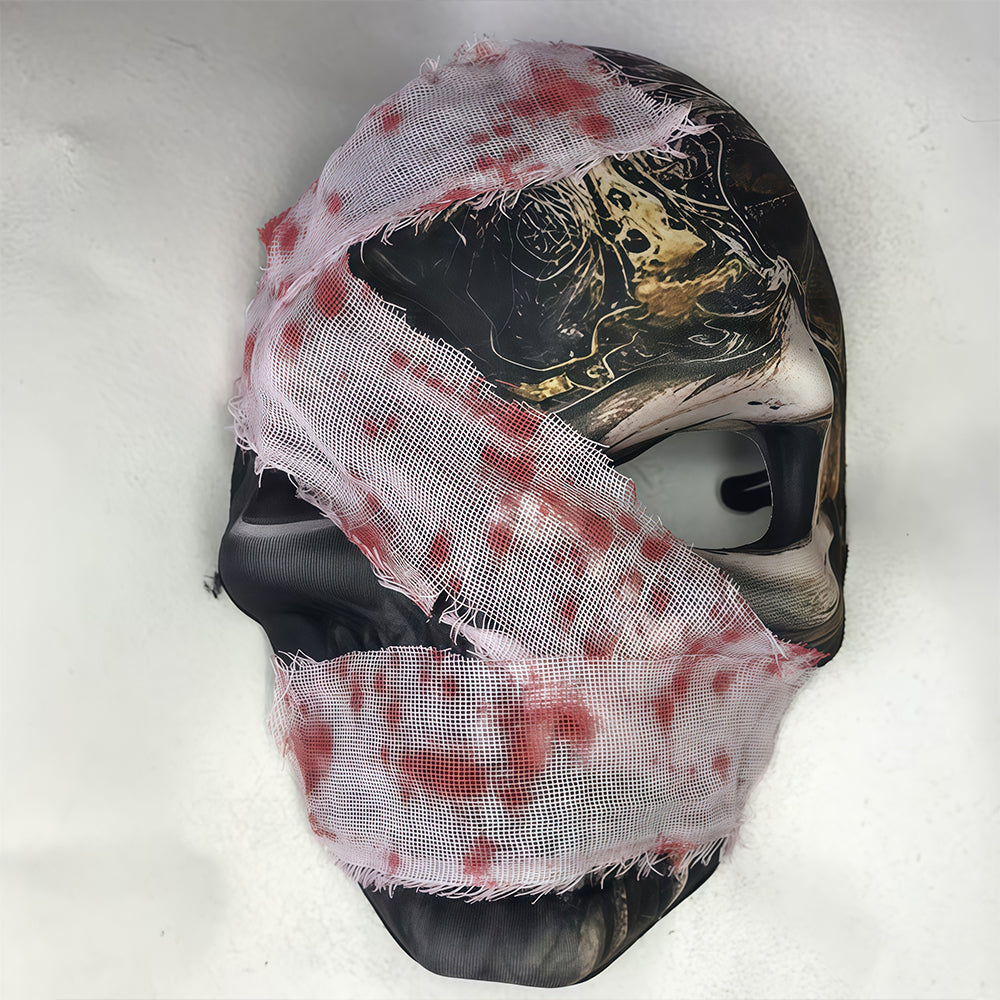 Halloween funny mask for men with blood-stained fabric patches for a half-face party cosplay for horror pranks