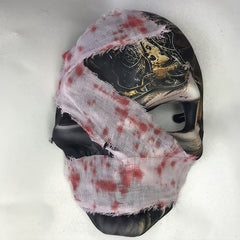 Halloween funny mask for men with blood-stained fabric patches for a half-face party cosplay for horror pranks