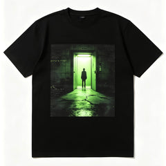 Surreal Empty Office Hallway Minimalist Art Graphic Unisex Casual Tshirt