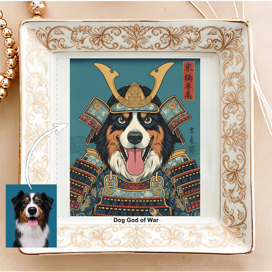 Personalized Vintage Aesthetic Jewelry Dish - Custom Photo Ceramic Trinket Tray with Botanical & Wildlife Border