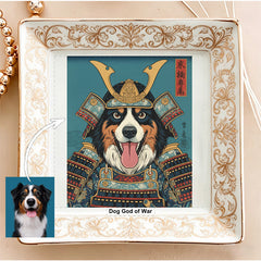 Personalized Vintage Aesthetic Jewelry Dish - Custom Photo Ceramic Trinket Tray with Botanical & Wildlife Border