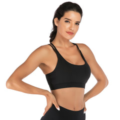 Crisscross Back Sports Bra - Medium Support Open Back Workout Crop Top for Yoga & Gym