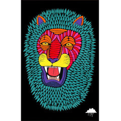Vibrant Geometric Lion Head Pop Art Throw Blanket