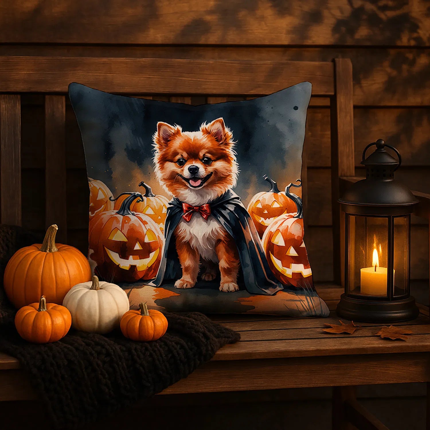pomeranian halloween throw pillow with insert - product photo 5 of 8