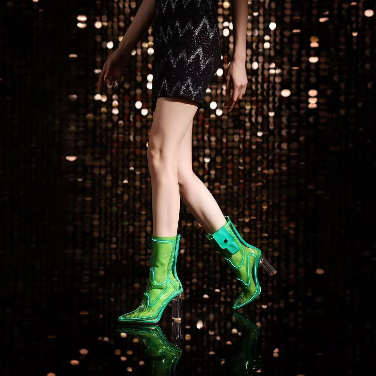 Transparent LED Luminous Platform Heels, Glow In Dark Party Shoes For Women, Non-Slip Casual Nightclub Festival Heels