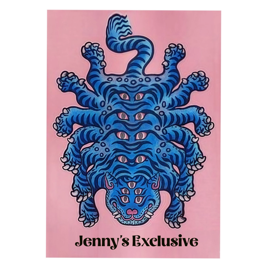 Psychedelic Multi-Eyed Blue Tiger Tattoo Style Throw Blanket