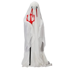 4.3 ft sound activated standing animatronic ghost with a trident One Size