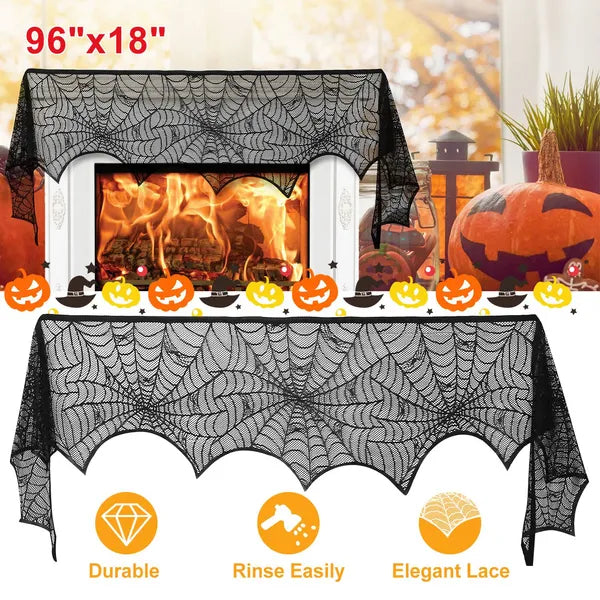 2 pack black lace spider web mantle scarf 96 In, 2 Pack
