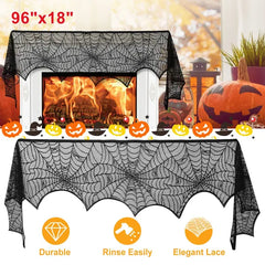 2 pack black lace spider web mantle scarf 96 In, 2 Pack